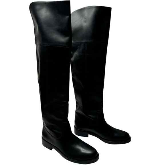J. Crew | NWOB Over The Knee Riding Boots in Black Leather 9.5 - Picture 3 of 6